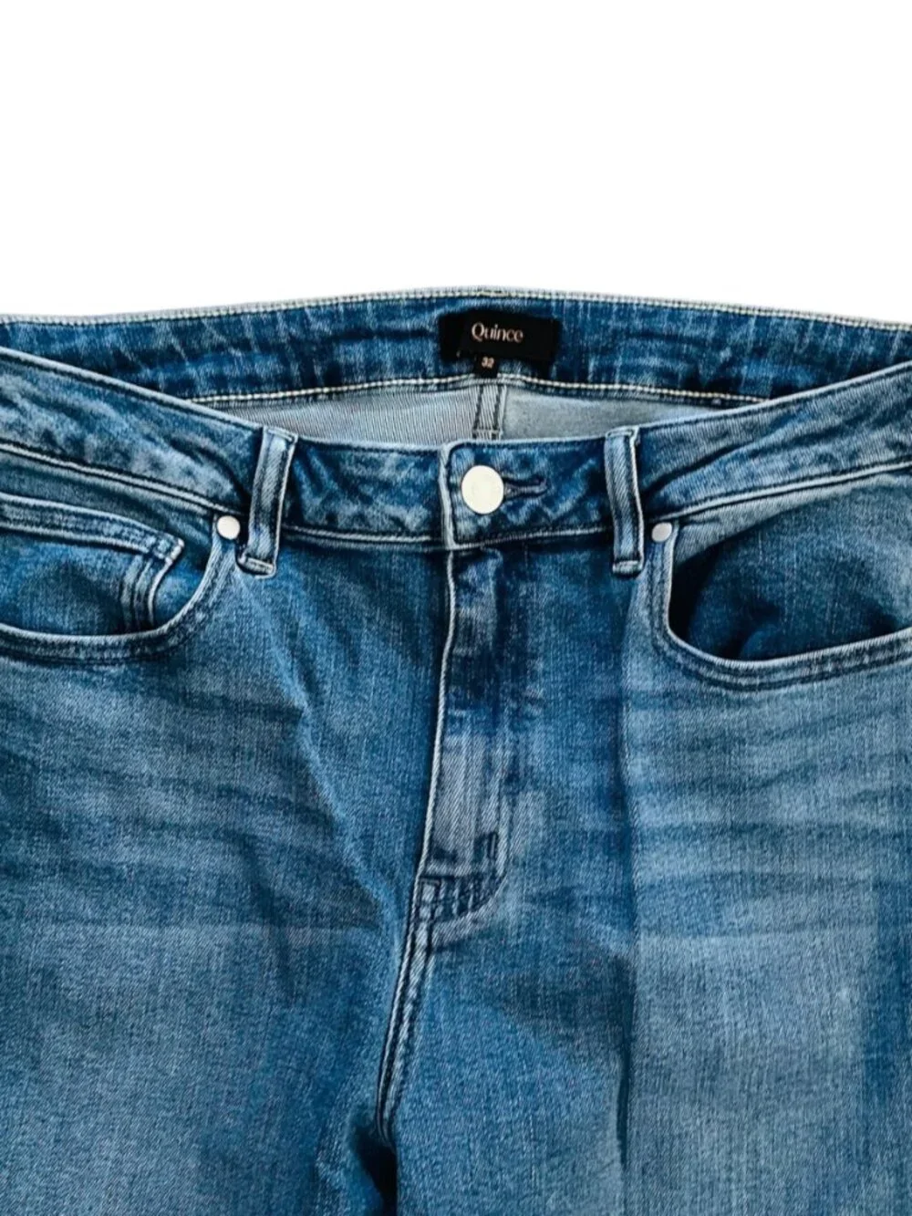 Quince Women's Size 32 Bella Stretch Wide Leg Seaside Blue Jeans